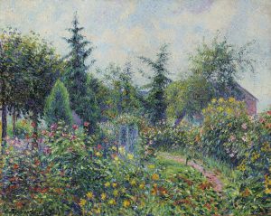 Camille Pissaro, Jardin et poulailler chez Octave Mirbeau, Les Damps, huile sur toile, 1892